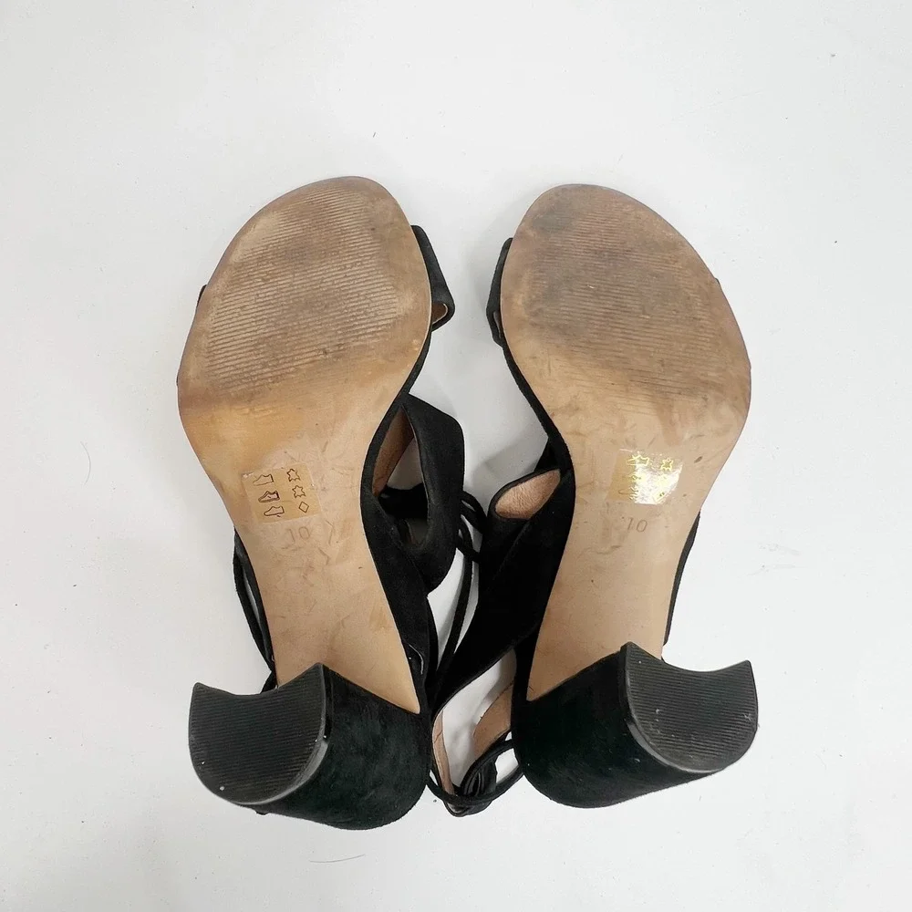 MADEWELL Octavia Tassel Black Suede High Heel Sandals 10